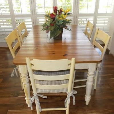 PFL013 Ethan Allen Farmhouse Pine Dining Room Table Set
