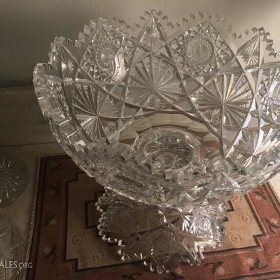 Cut Glass Punch Bowl on stand