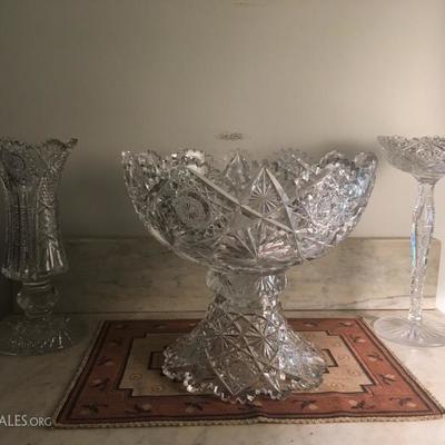 Cut Glass Punch Bowl & Pedestal