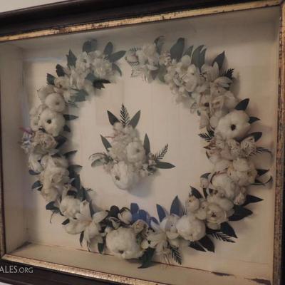 Framed Victorian wedding wreath