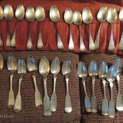Gorham sterling spoons and coin silver spoons