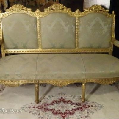 Rococo Louis XV style gilt wood sofa