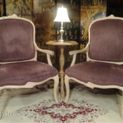 Pair Hollywoood Regency style twig form armchairs in Louis XV style
