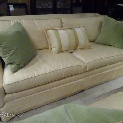 Pair EJ Victor for Robb and Stucky pale gold sofas, sold separately