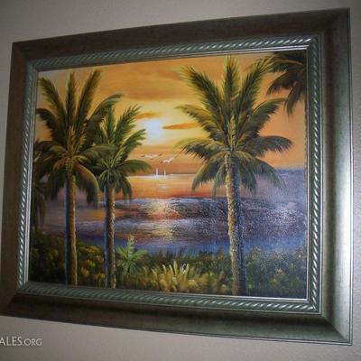 Palm trees at Sunset painting