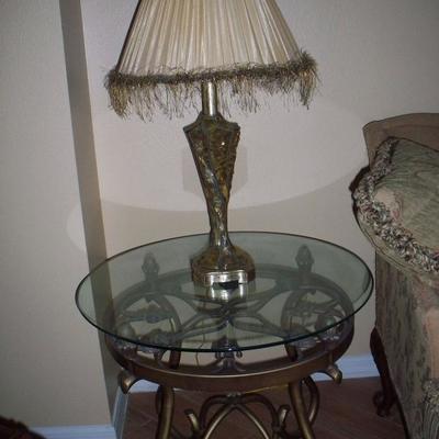 Glass top End table #1 , lamp