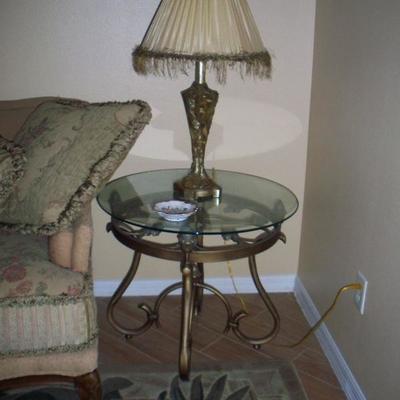 Glass top End table #2, lamp