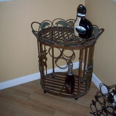 Metal wine cart and tray
